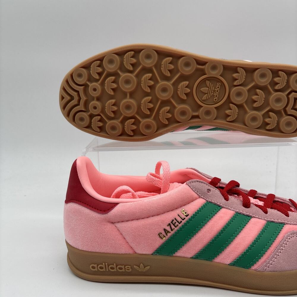 Womens Size 6 Adidas Gazelle Pink Velvet Green Casual Sneakers Shoe JI2713 NEW - Picture 3 of 13